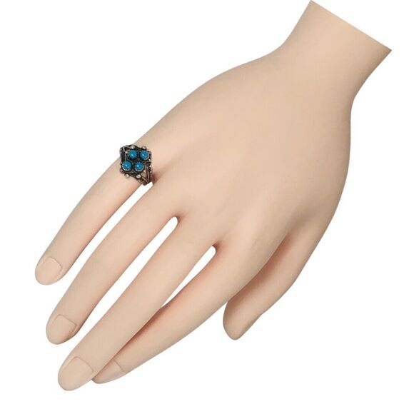 Native American 925 Sterling Silver Blue Turquoise Ring Sz 5 Sleeping Beauty - Picture 3 of 14